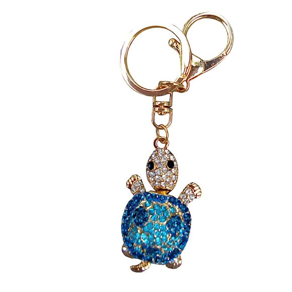 givy Rhinestone Blue Turtle Bag Charm - Picture 1 of 1